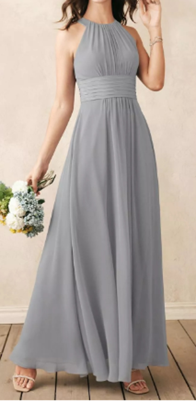 AW BRIDAL 6 S dove grey Dorian wedding guest formal party maxi dress NEW b25
